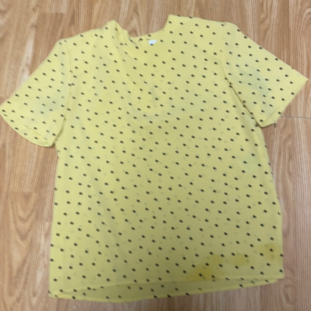Vintage Kasper A S L Size 4 super cute 🥰 short sleeve soft yellow blouse